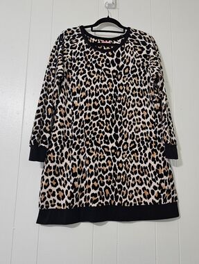 Kate Spade Leopard Print Dress M Pockets Stretch Casual Tunic Animal
